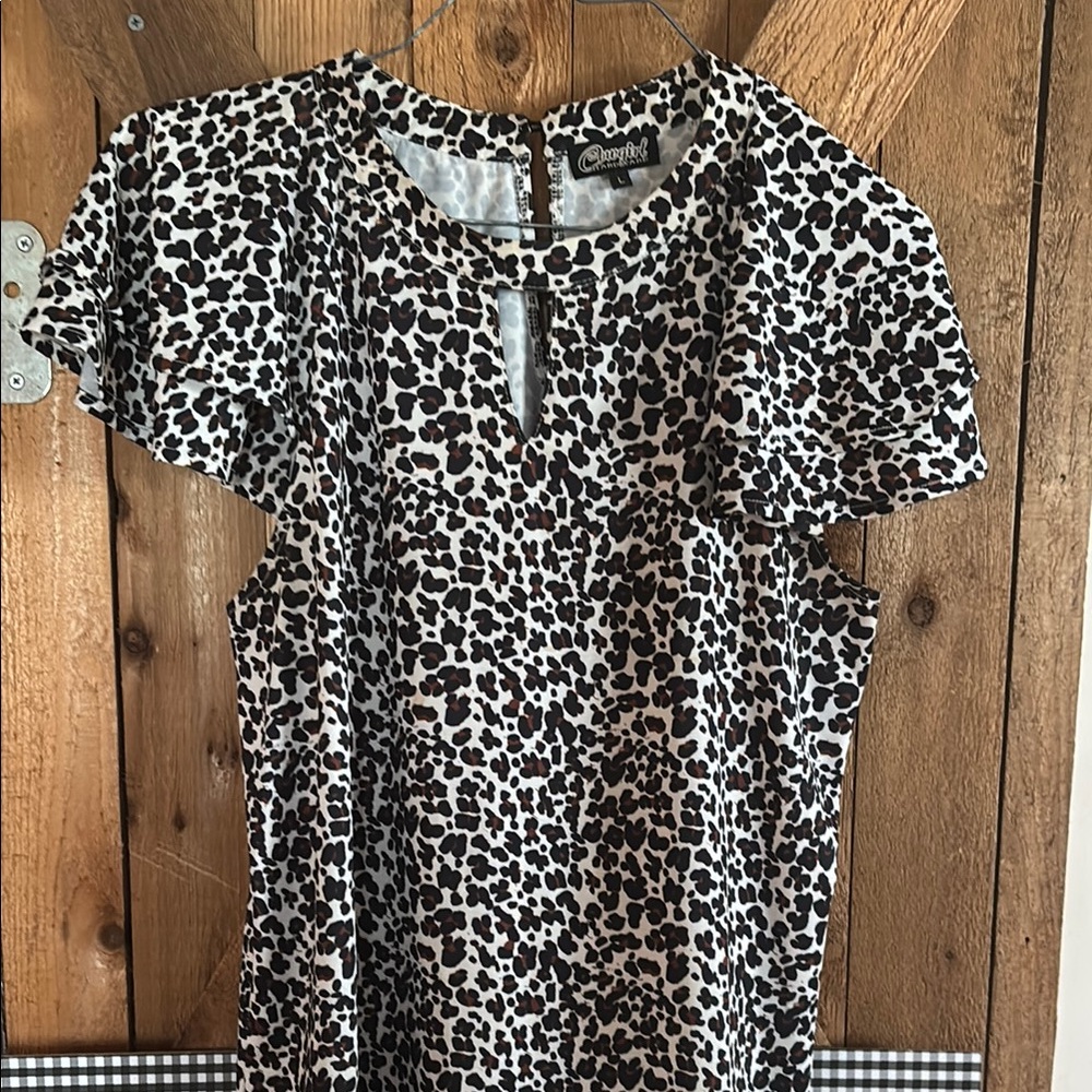 Chaps Black and White Animal Print Blouse